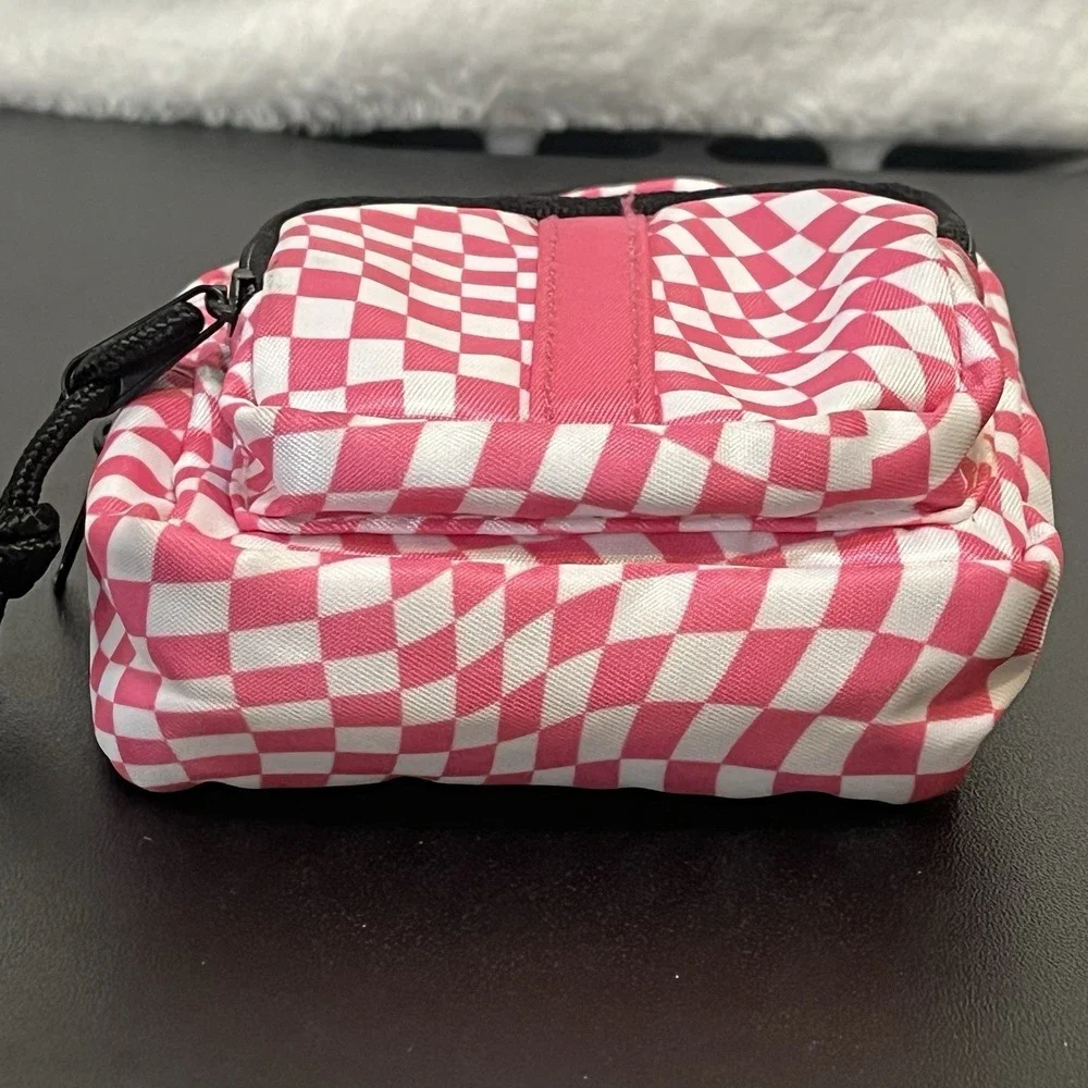 Claire's Pink Checkered Mini Backpack Clip Coin Purse Keychain Bag Clean 6